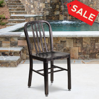 Flash Furniture CH-61200-18-BQ-GG Black-Antique Gold Metal Indoor-Outdoor Chair